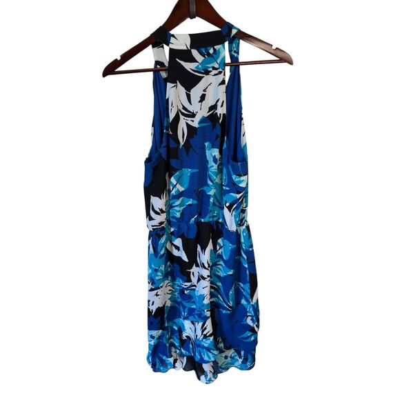 PARKER Diane Surplice Wrap Dress Mini Blue Gardenia Abstract Sz Medium Romantic - Picture 7 of 10